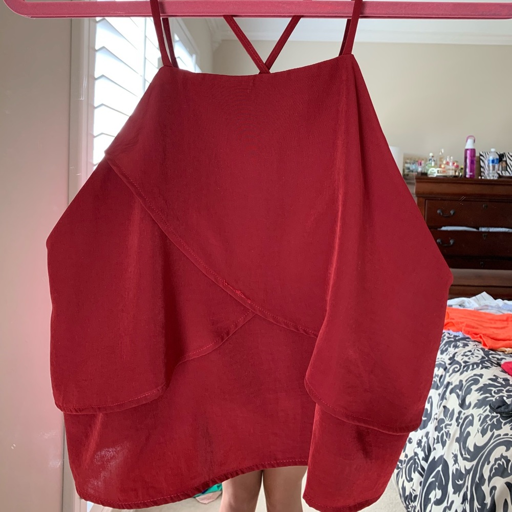 Cross back red tank top crop